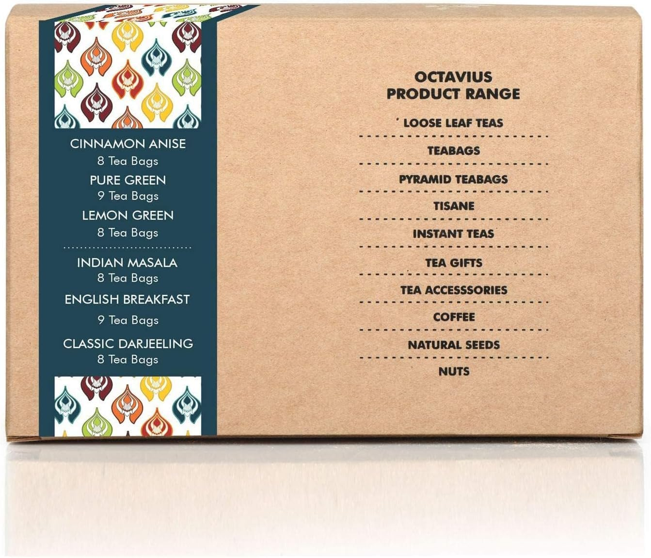 Octavius Tea Variety Pack &ndash; 6 Assorted Black & Green Teas | 50 Tea Bags &times; 2 Sampler Packs | Premium Tea Gift Box for Mother&rsquo;S Day, Festive Occasions & Tea Lovers image number 1