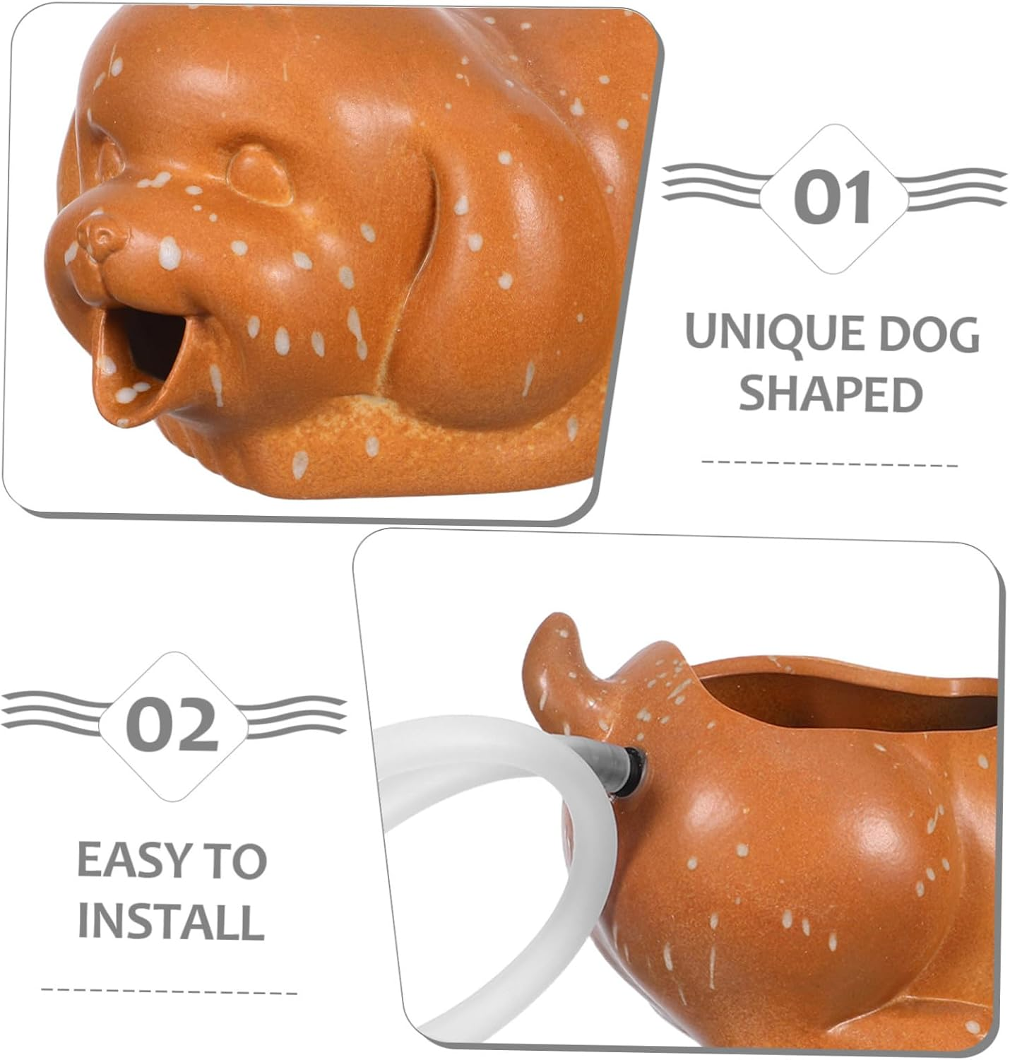 NOLITOY Ceramic Dog Fountain Spitter Jar for Indoor Outdoor Aquarium Decor Playful Puppy Statue with Circulating Waterfall Plant-Friendly Eco Ceramic Jar for Fish Tank and Garden image number 5