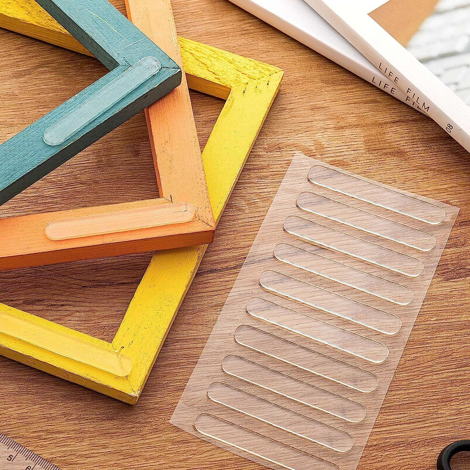 Cabinet Door Bumper, 40Pcs Clear Cabinet Bumpers Clear Self Adhesive Rubber Bumpers Stripes Transparent Bumpers for Cabinets Bumper Pads for Sound Dampening Buffer Pads, 2.8 * 0.45 * 0.1Inch (L*W*T) image number 2