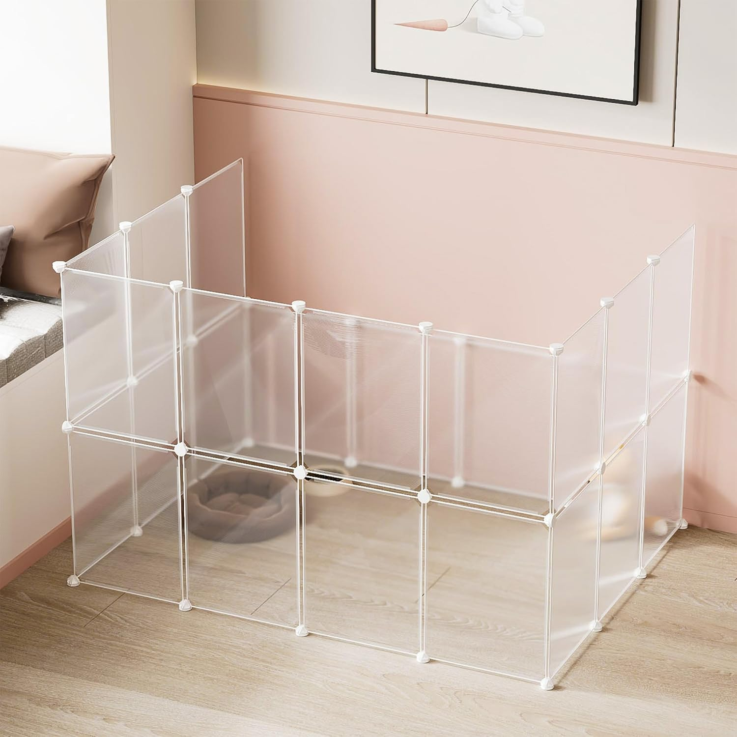 Advwin 24 Panels Transparent Small Animals Playpen, Portable DIY Pet Playpen, Plastic Enclosure, Puppy Play Pen for Indoors Outdoor Pet Fence for Guinea Pigs,Bunny,Ferrets,Hamsters,Hedgehogs image number 3