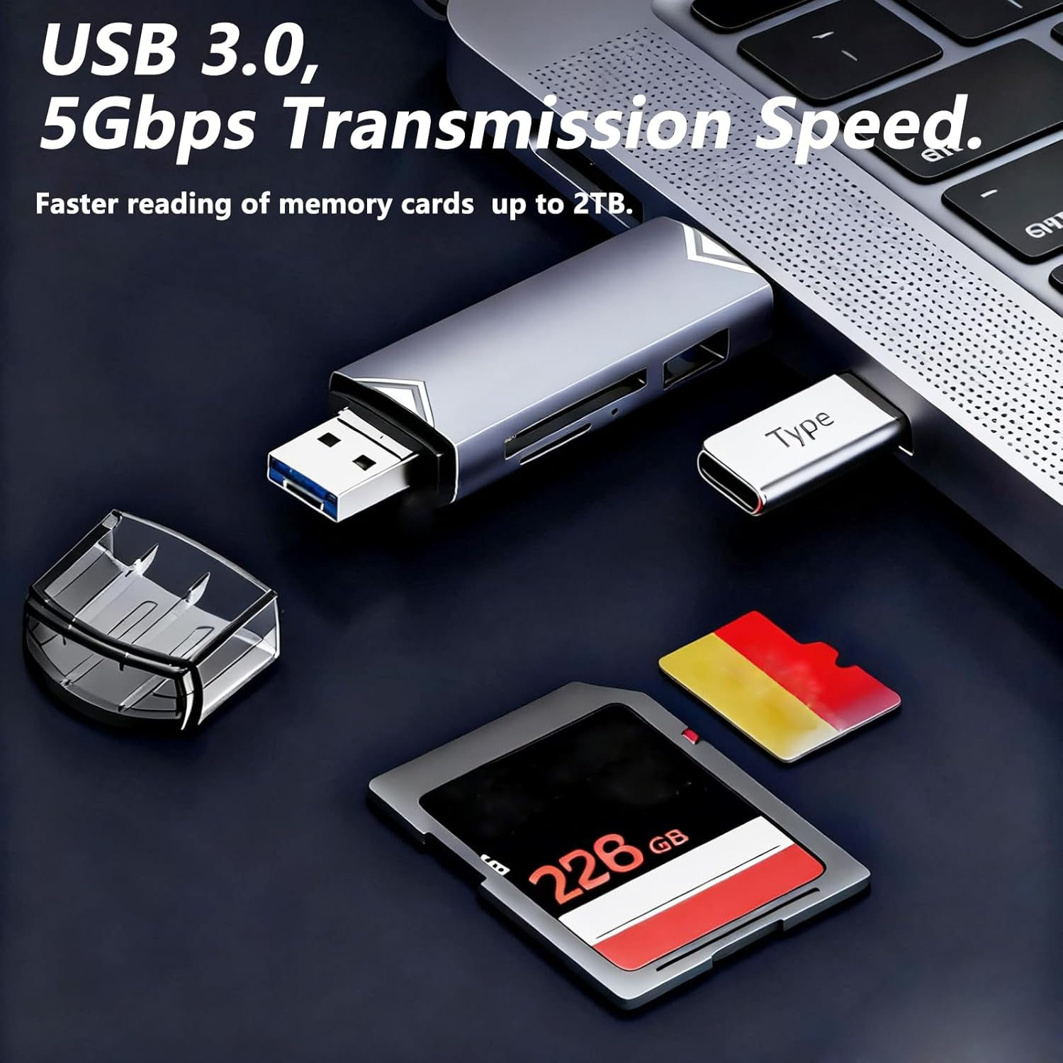 USB 3.0 Micro SD Card Reader USB C SD Card Reader 3 in 1 Type-C External Memory Card Reader OTG for USB/TF/SD/SDHC/SDXC/MMC/RS-MMC Card Adapter for PC Compatible with Android/Iphone 17/16 Pro Max/Ipad image number 5