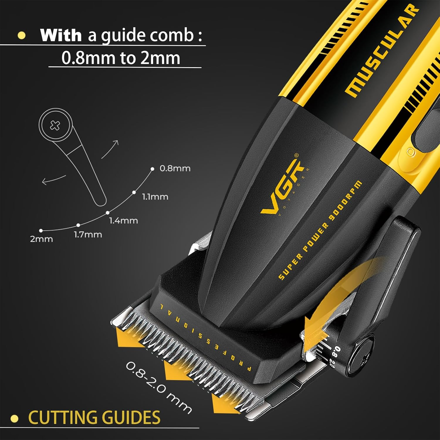 VGR 285 Fresh Fade Hair Trimmer for Men, 9000RPM Professional Barber Clipper for Haircut, Wireless Small Trimmer, Lightweight Versatile Barber Set with LED Display image number 5