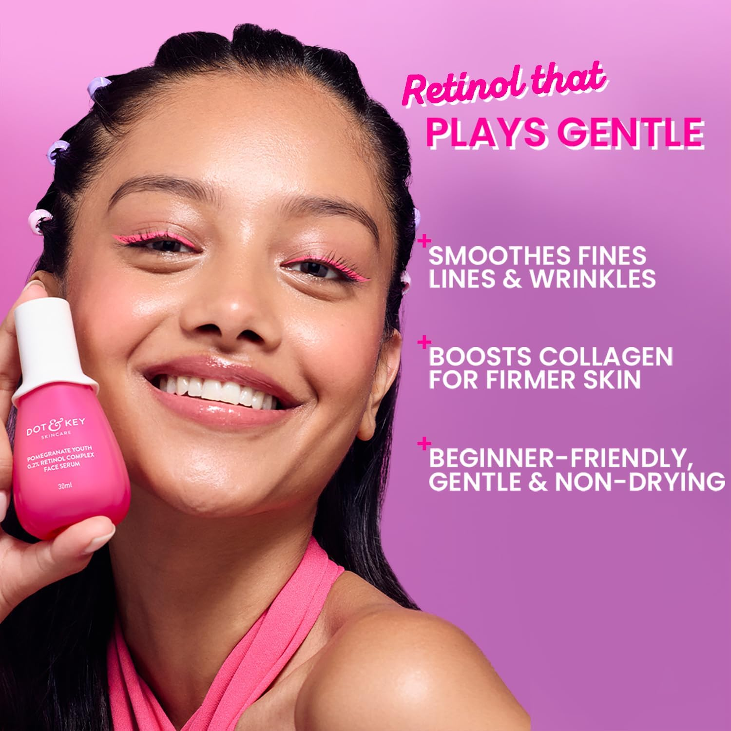 Dot & Key 0.2% Retinol Complex Face Serum with Niacinamide Multi-Peptides Hyaluronic Acid| Reduces Fine Lines Wrinkles, Boosts Collagen, Firms Skin, Youthful Radiance, Beginner-Friendly 30Ml image number 2