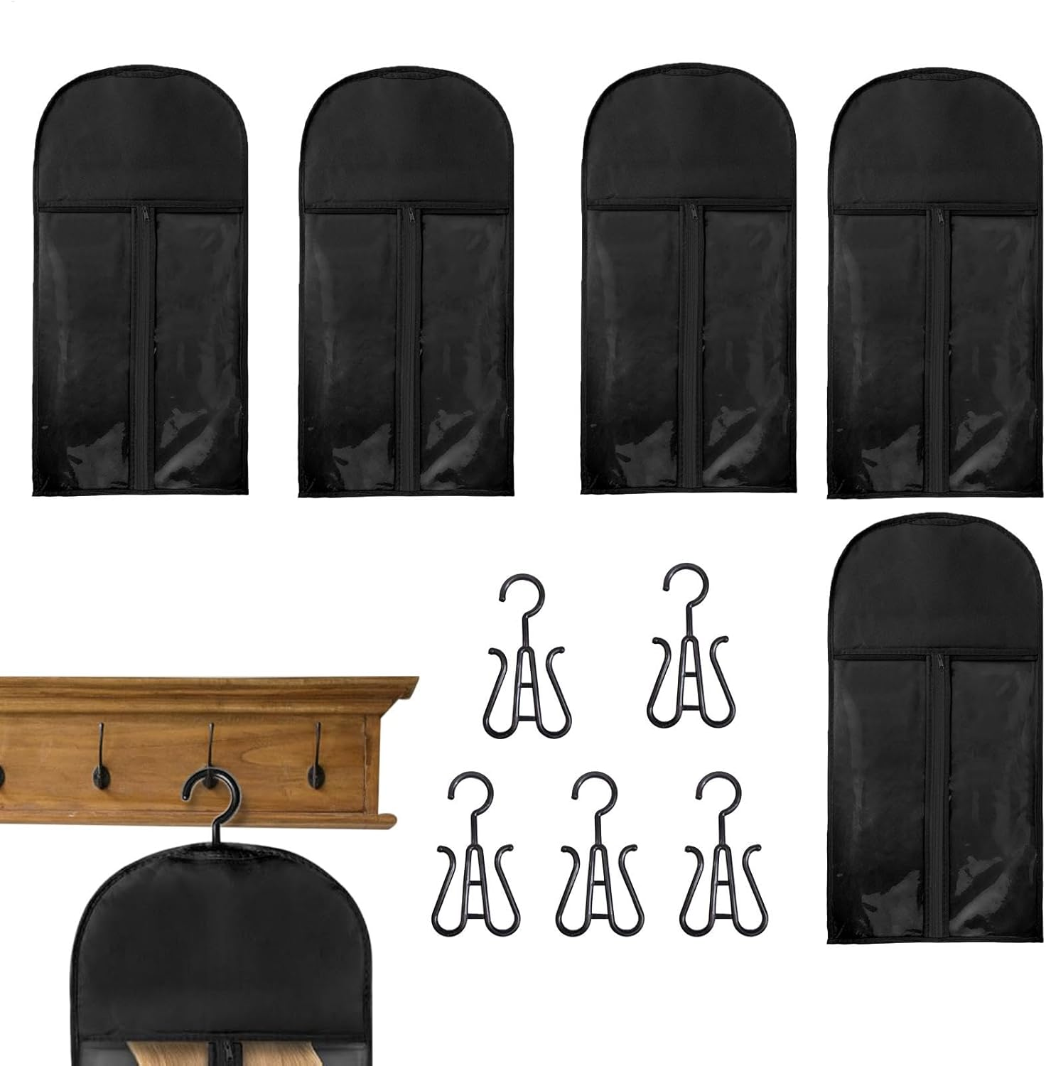 General Hair Extension Storage Bag, Wig Bag Storage Bag - Dustproof Wig Organizer, Storage Bag, Hair Extension Holder, Clear