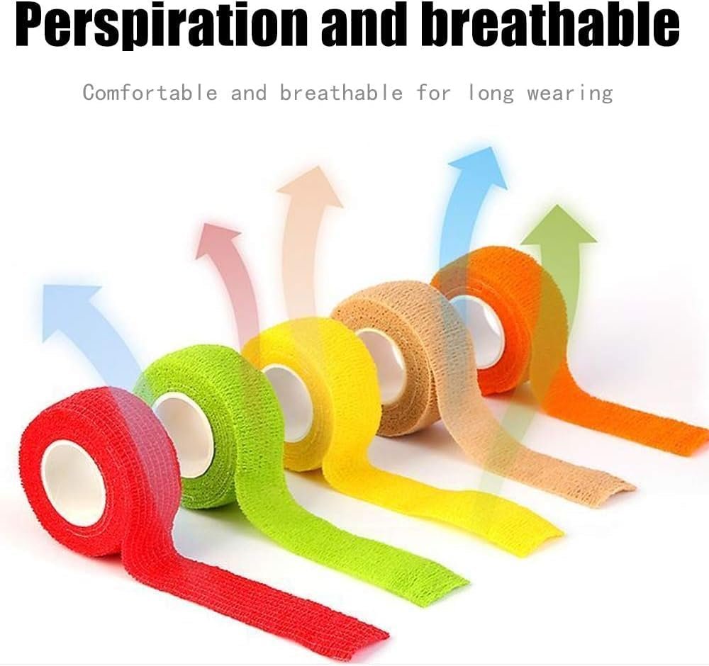 (12-Pack) 1&rdquo; X 5 Yards | Self Adhesive Bandage Wrap, Mazicla Athletic Elastic Cohesive Bandage for Sports Injury,Strain,Knee & Wrist,Ankle Sprains & Swelling First Aid image number 1