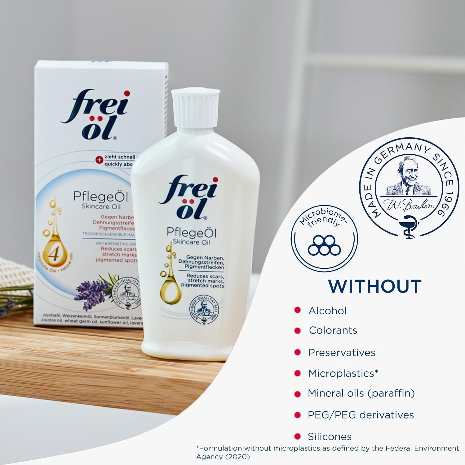 Frei &Ouml;l Care Oil, Skin Care Specialist against Scars, Stretch Marks and Pigment Spots, Body Oil, Microbiome Friendly and Vegan, 125 Ml image number 3