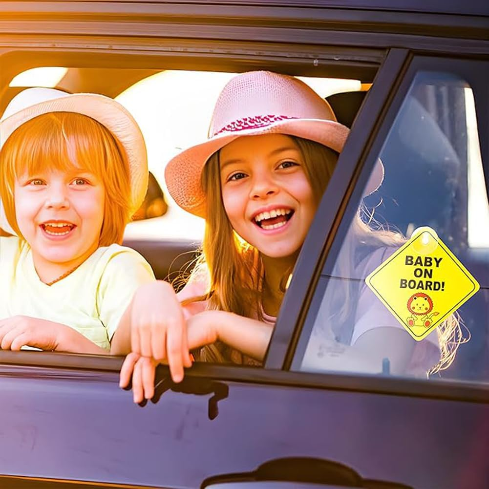 2Pcs Baby on Board Sign, Baby on Board Warning Signs with Suction Cups Baby Car Decal for Car Truck Van Window Bumper image number 1