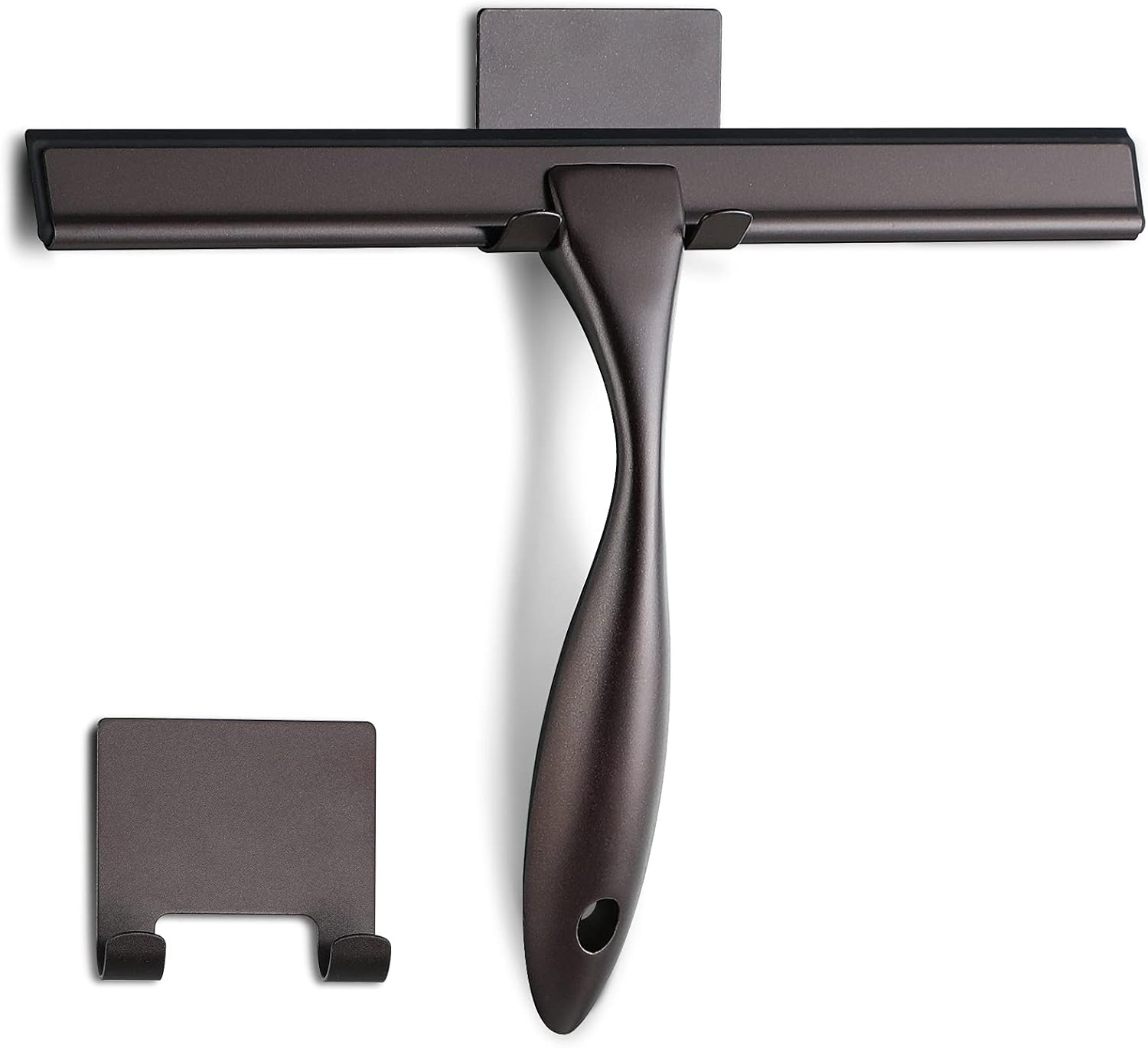 Shower Squeegee, 10-Inch Matte Black Squeegee, All-Purpose Stainless Steel Squeegee for Bathroom, Shower Doors, Mirrors, Tiles and Car Windows - 100% Streak Free