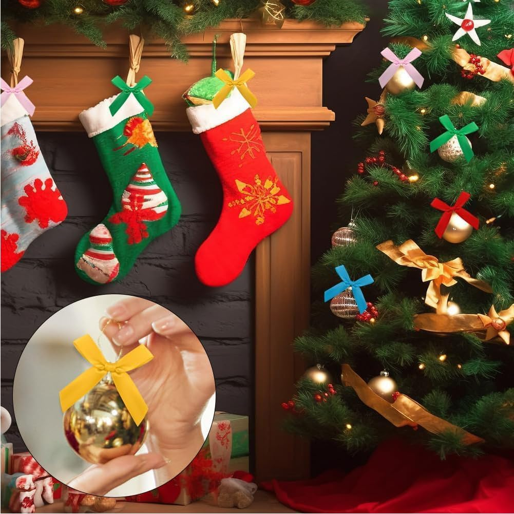 Suithink 50 Pieces Red Twist Tie Satin Bows,9Cm Ribbon Bows for Gift Wrapping, Crafting Wedding, Birthday, Christmas Decoration (Red) image number 3