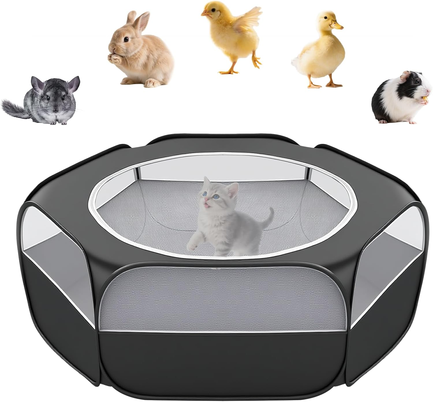 Roobuck Small Animal Playpen &ndash; Waterproof Chicken Brooder Box with Zippered Cover &ndash; Foldable Indoor Outdoor Small Pet Cage Tent for Rabbits, Guinea Pigs, Hamsters, Chick, Kitten, Puppy image number 1