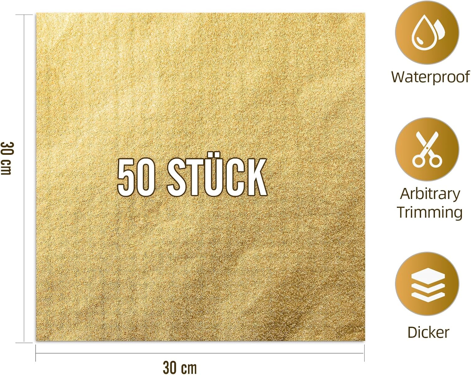 Pack of 50 Golden Aluminium Foil Paper Wrappers, Dubai Chocolate Packaging, 30 X 30 Cm, Sealing Stickers, Candy Packaging, Can Be Used for Packaging, Packaging, Decoration, DIY - Handmade image number 5