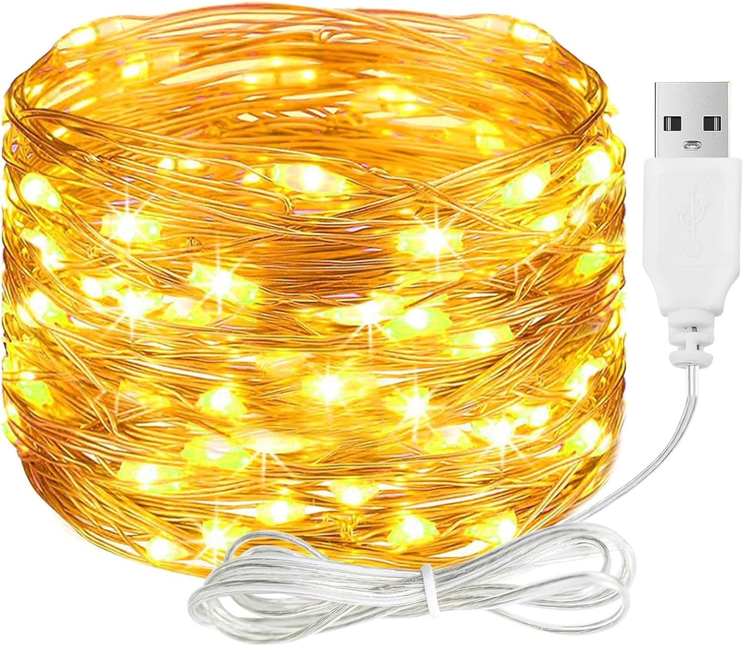 Alegre USB LED String Lights, 2M 20 Leds Copper Wire String Lights Plug in Waterproof Warm White for Indoor Outdoor Decoration LED String Lights image number 1