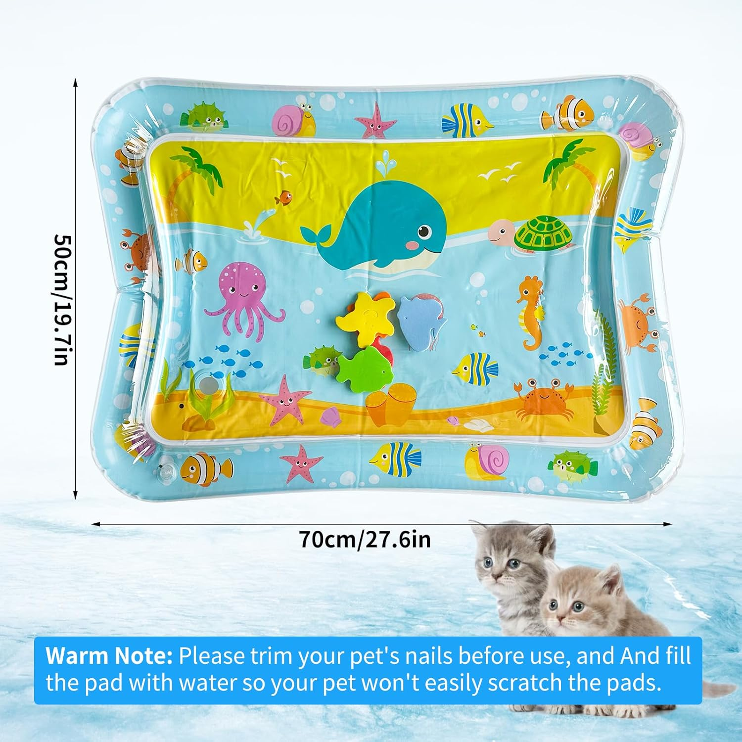 Water Sensory Playmat Cats, Inflatable Cooling Mat for Cats, Sensory Water Playmat Cats Dogs, Thickened Water Play Mat Cat, Summer Play Water Sensor Mat for Small Dogs and Cats (Style 1) image number 2