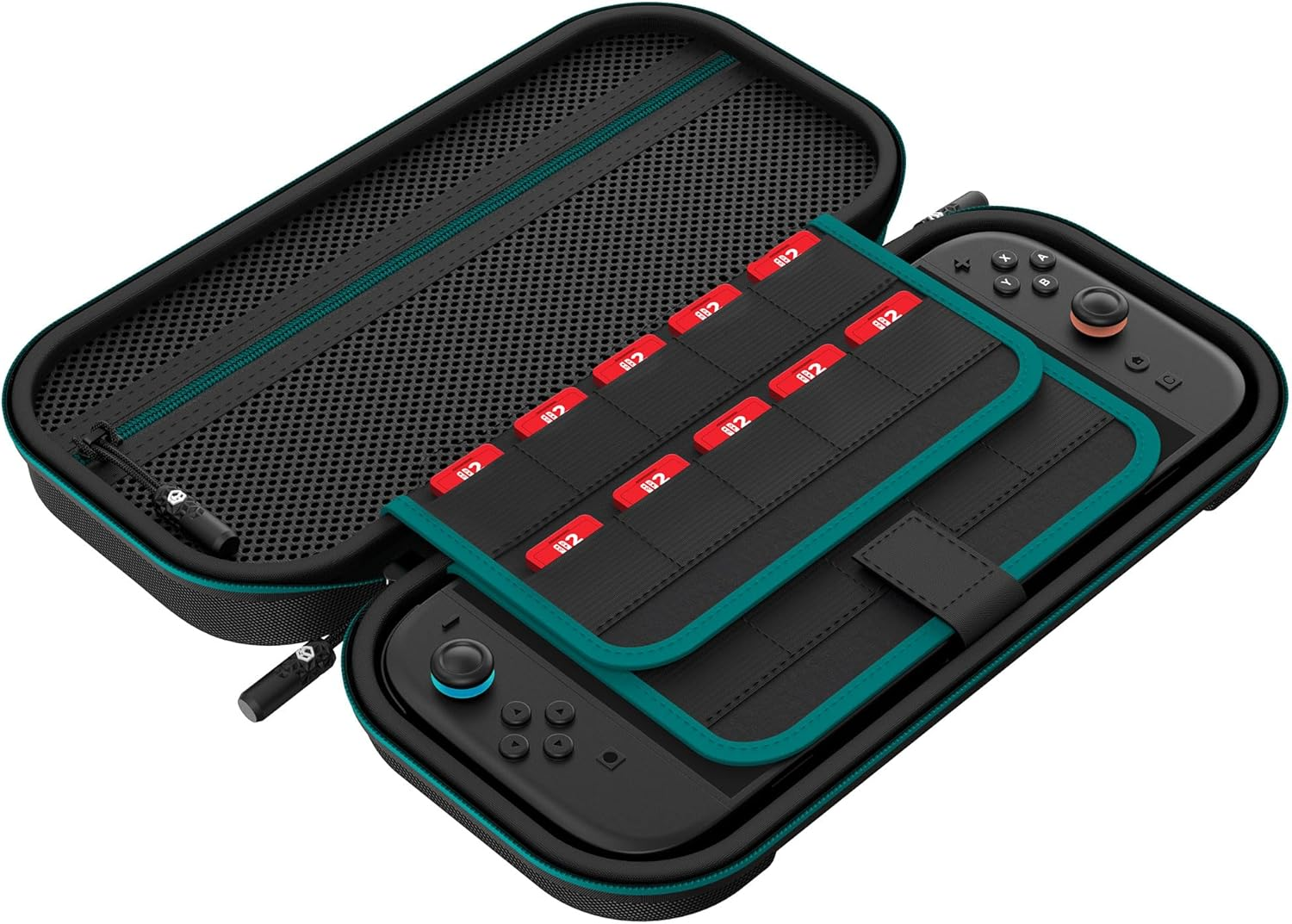 Powerwave Premium Carry Case Black Jade for Nintendo Switch 2, Durable Protective Hard Shell, 30 Game Cartridge Slots, Mesh Pocket, Portable Travel Storage Case image number 4