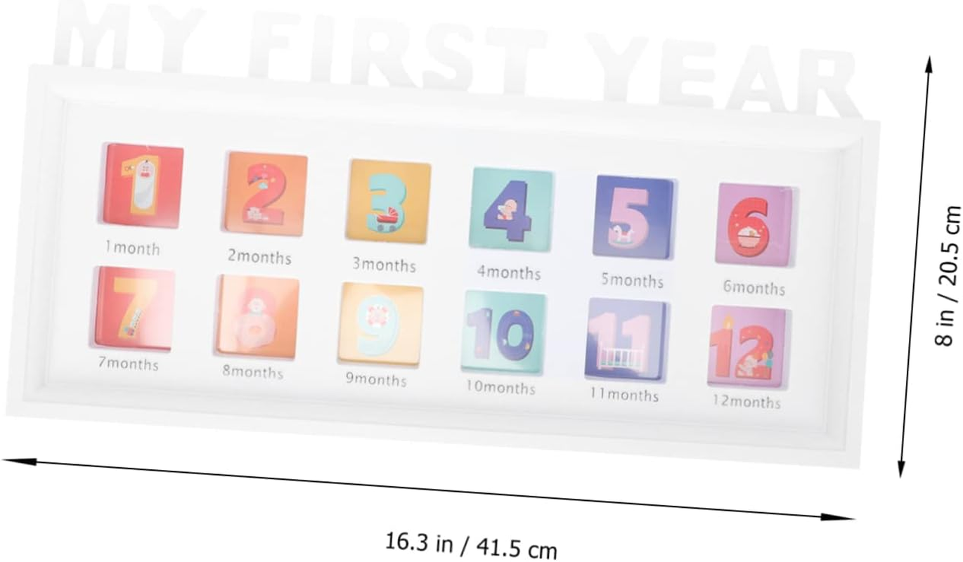 Month Growth Photo Frame Compact First Year Picture Holder for Boys Creative Milestone Display for Home Decor for Recording Memories - Blue image number 7