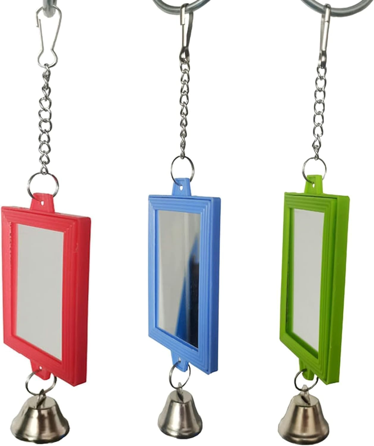 1Pc Random Color Pet Bird Mirror with Bell Interactive Parrot Toys for Budgies Parakeets Conures, Pet Supplies image number 1