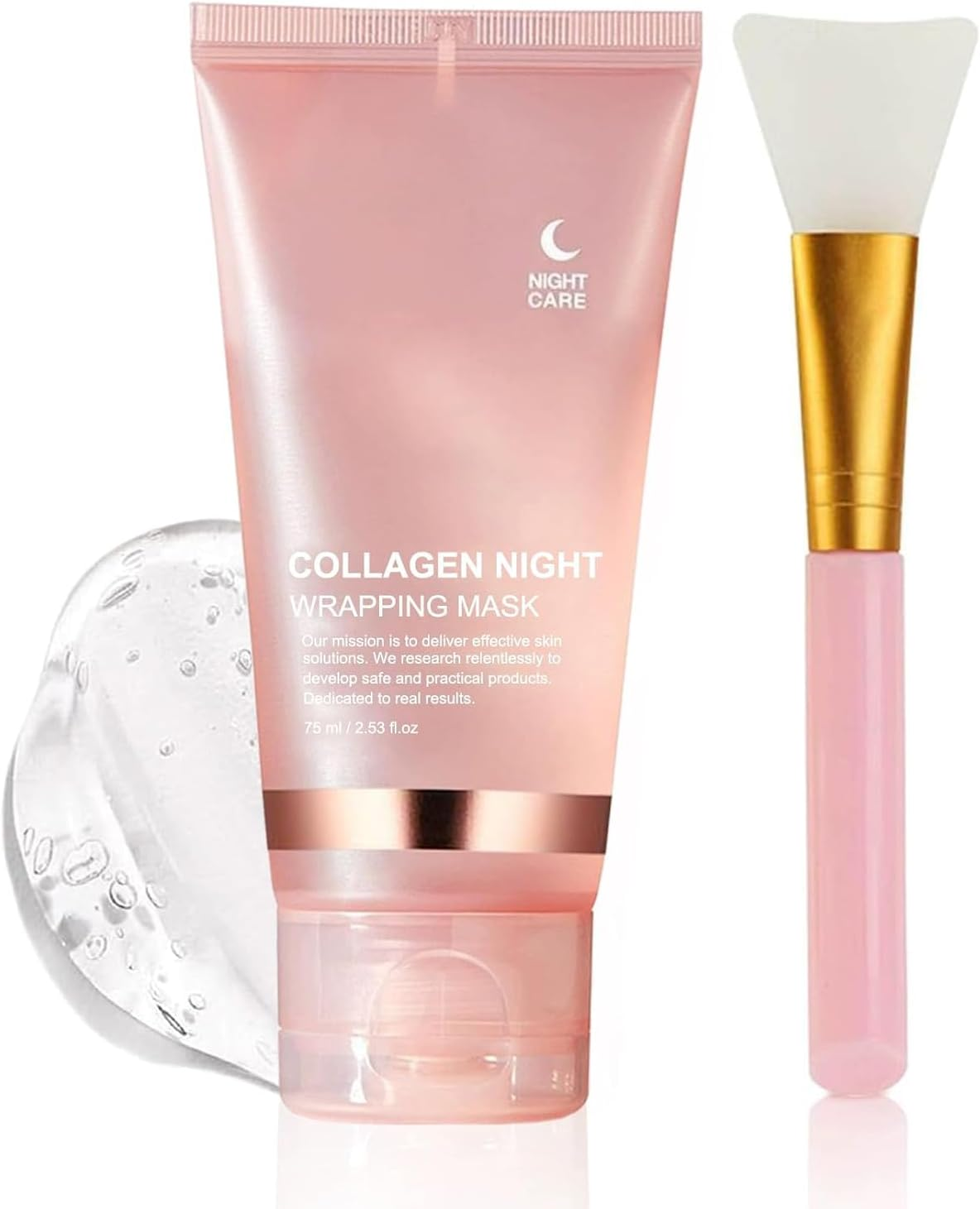 Collagen Night Wrapping Mask Peel-Off Overnight Collagen Face Mask - Deeply Hydrates & Firming & Glowy - Reduce Sagging & Wrinkle for Glowing Skin 75Ml with Mask Applicator