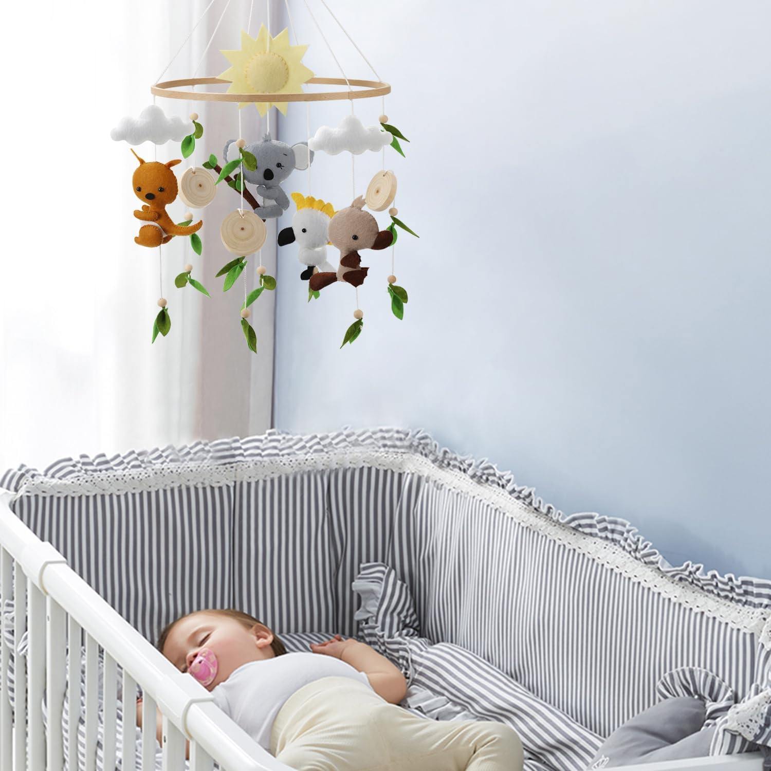 Baby Mobile Australian Animals Kangaroo Platypus Cockatoo Koala Nursery Decor Baby Shower Gift Australian Neutral Crib Mobile image number 3