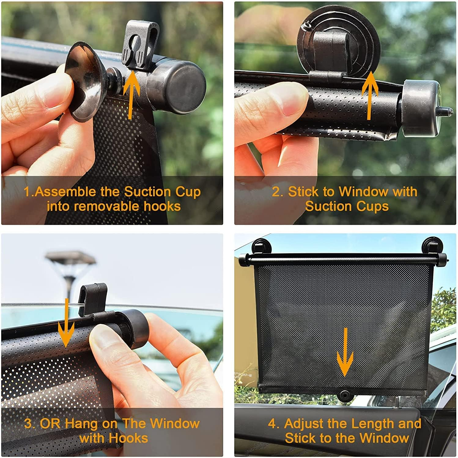 Car Sun Shade Side Window, Retractable Car Roller Shades for Side Window Blocks Harmful Sun Glare and Heat image number 3