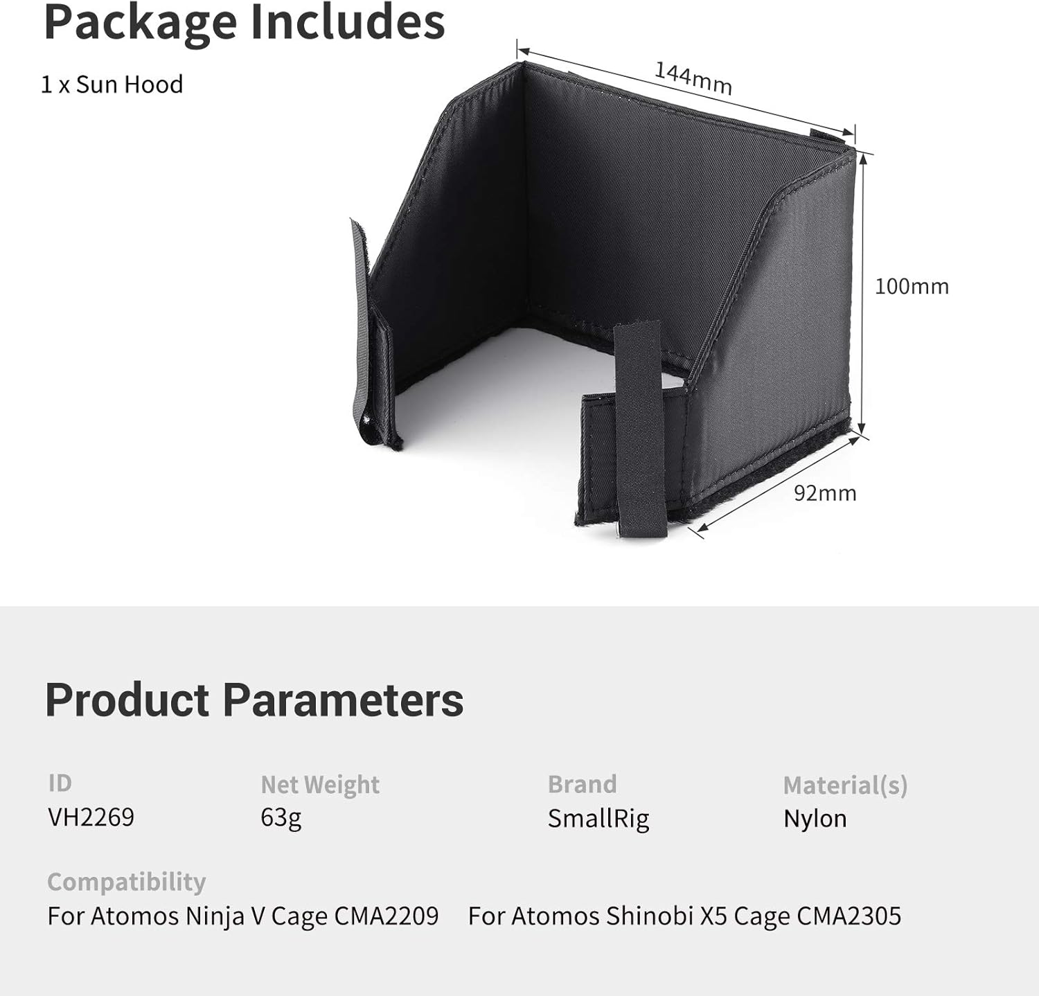 SMALLRIG Sun Hood for Atomos Ninja V Monitor, Sunshade for Ninja V Recorders- 2269 image number 5