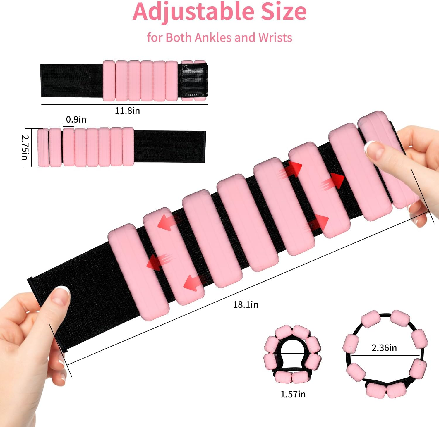 Topesct Adjustable Wrist Weights - Set of 2 (1Lb Each) | Durable Wearable Wrist & Ankle Weights Bracelet for Yoga, Dance, Barre, Pilates, Cardio, Aerobics, Walking image number 1