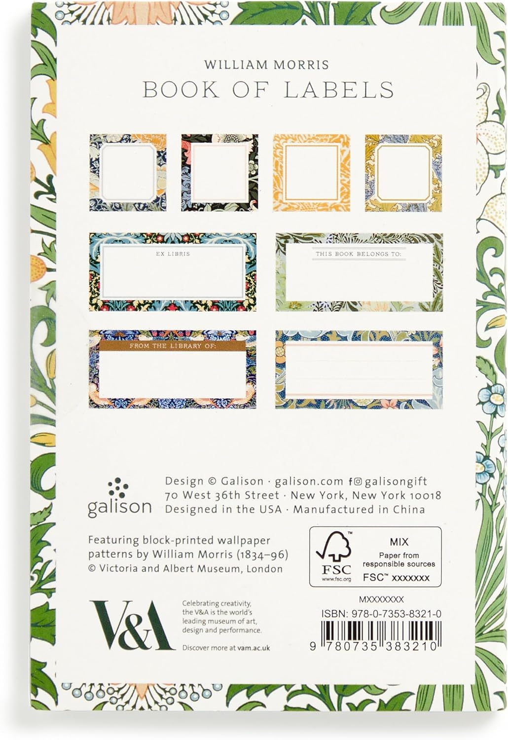 Galison 9780735383210 William Morris Book of Labels