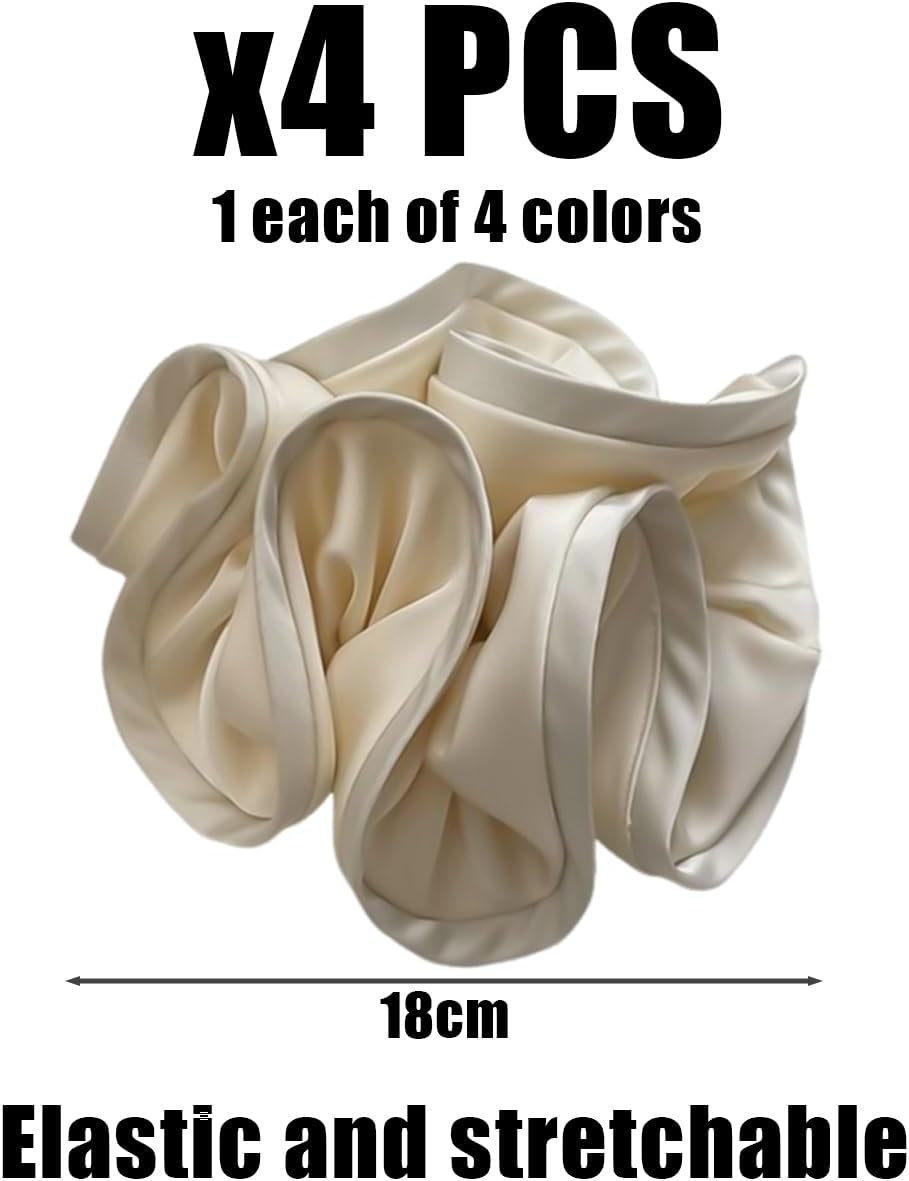 Pack of 4 Large Women'S Hair Bobbles - Elastic French Hair Bobbles Suitable for Masquerades, Parties, Birthdays and Everyday Wear image number 4