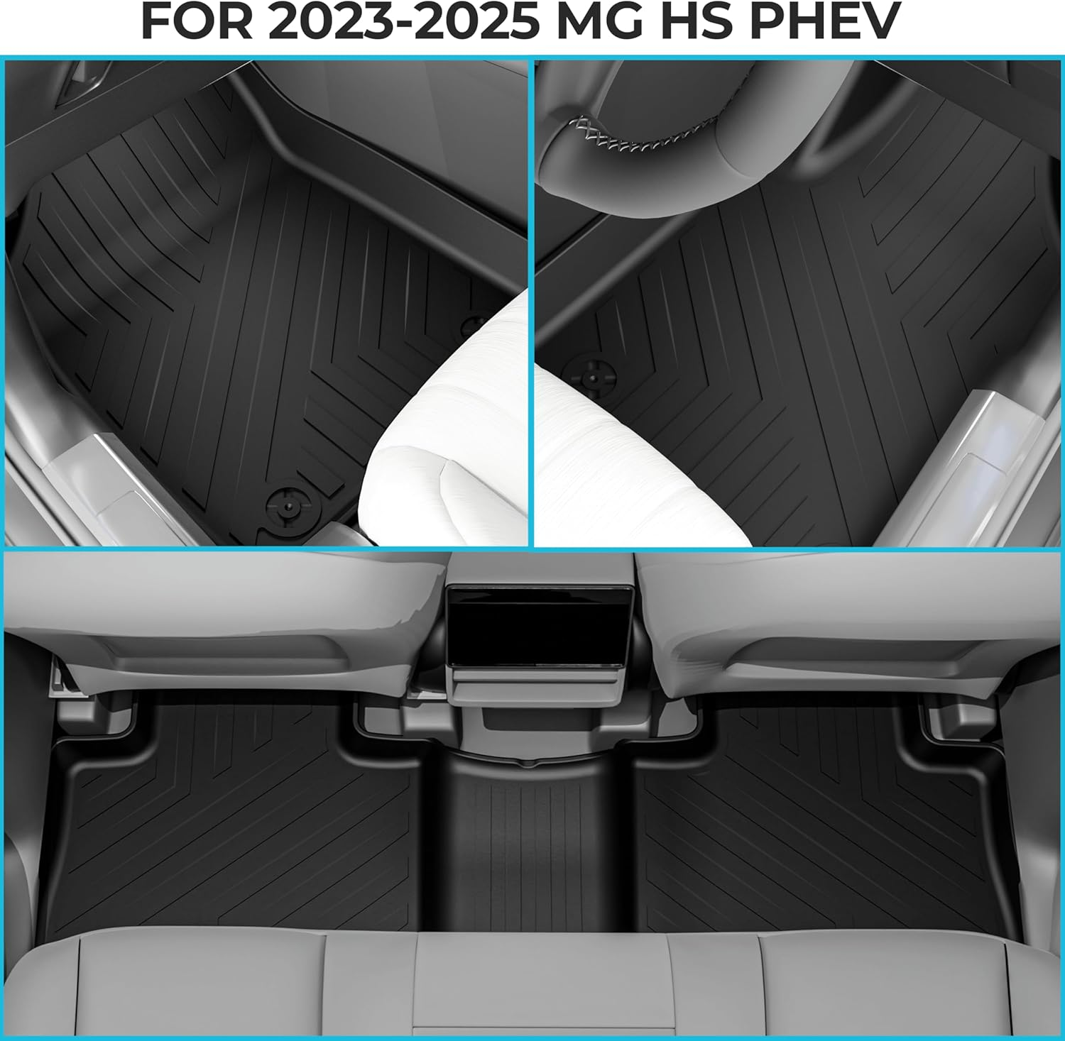 EVPEIWE Car Floor Mat Suitable for 2023-2025 MG HS PHEV, 4PCS RHD Waterproof Boot Liner Carpet Floor Mats Front and Rear 3D TPE Anti-Slip Pads, All Weather Protection Car Mats image number 4