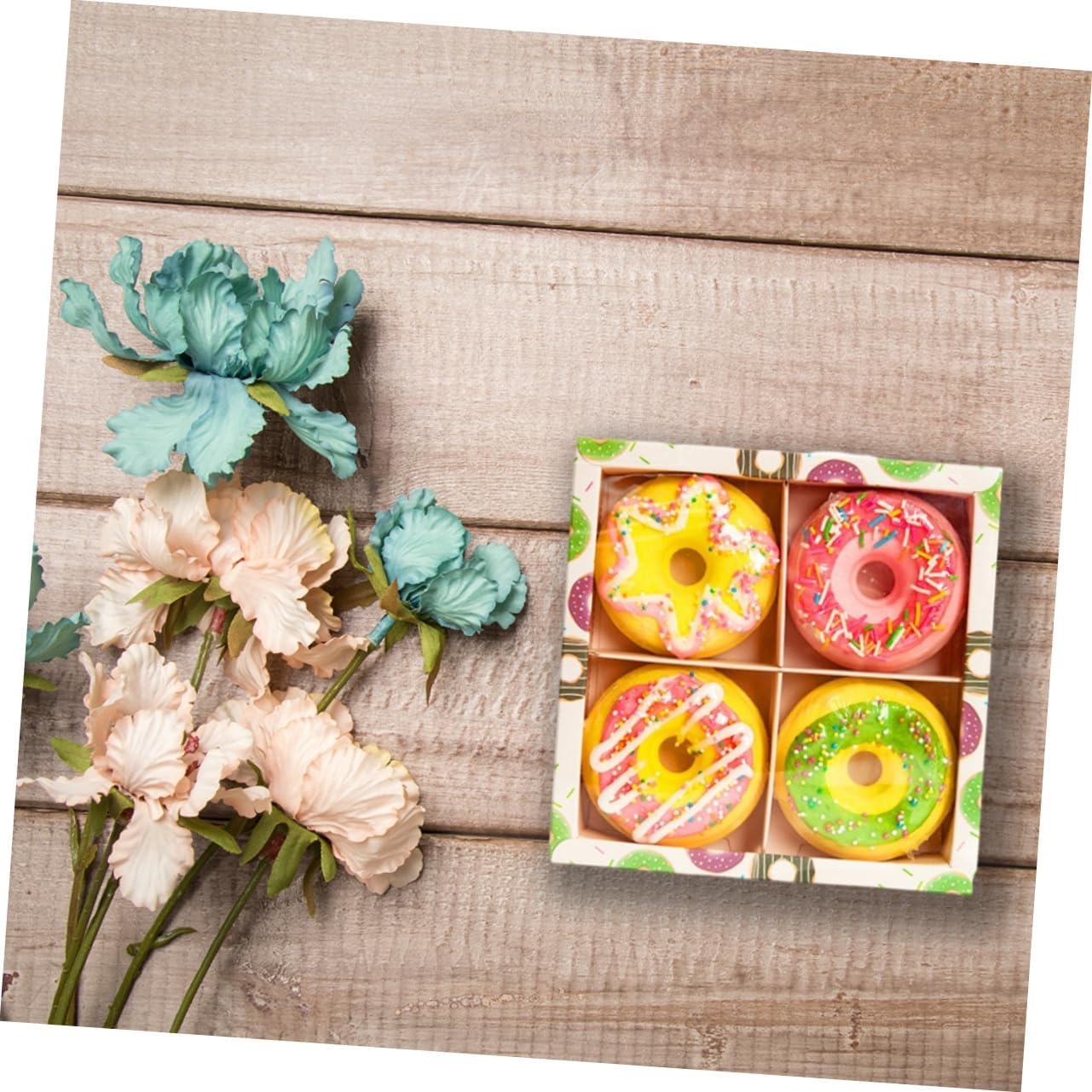 Shower Bubble Bombs Set 4Pcs Doughnut Shape Sea Salt Bath Balls Aroma and Bubble Creation for Home and Travel Use image number 3