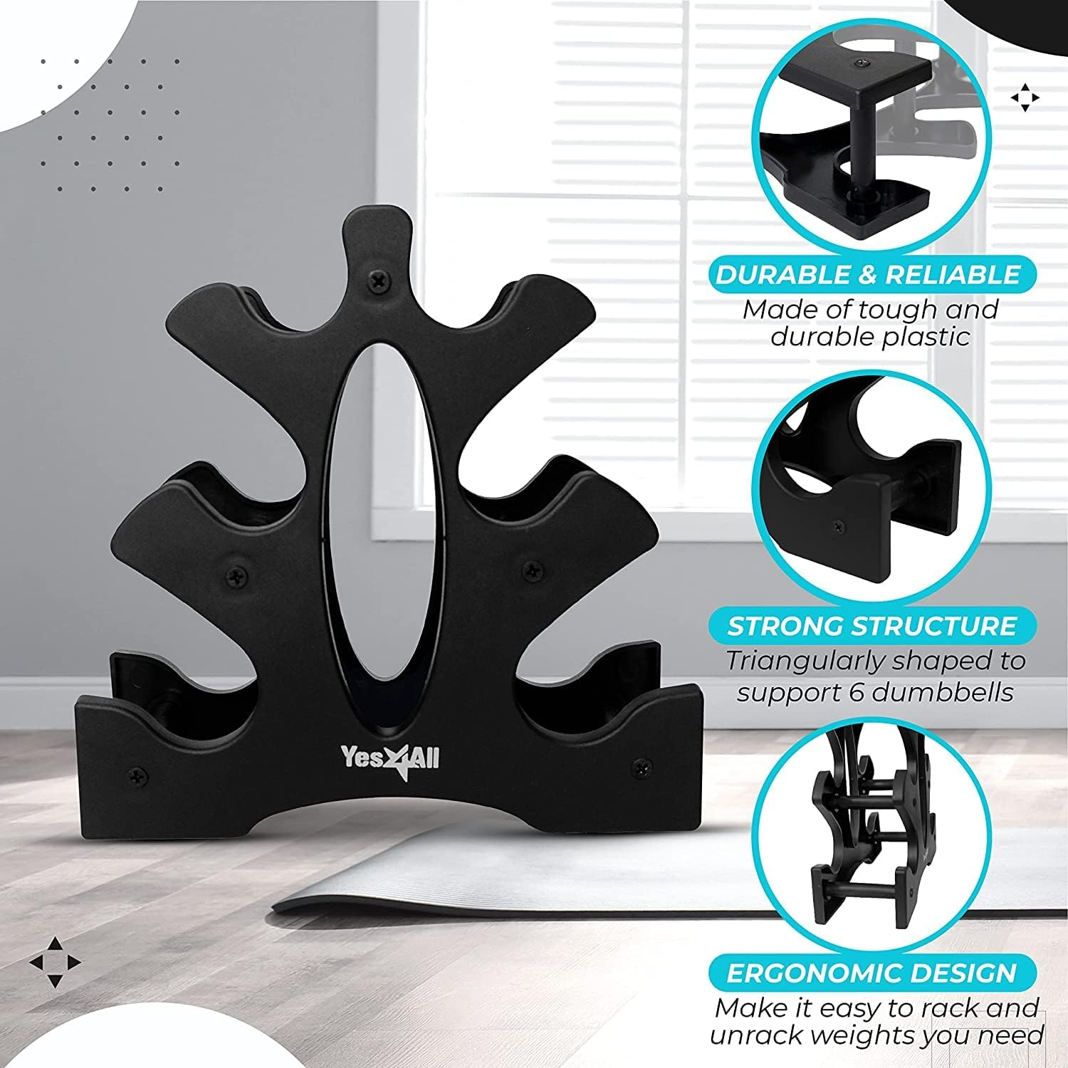 Yes4All Neoprene Coated Dumbbell Hand Weight Sets of 2 - Multiple Weight Options with 15 Colors, Anti-Roll, Anti-Slip, Hexagon Shape image number 5