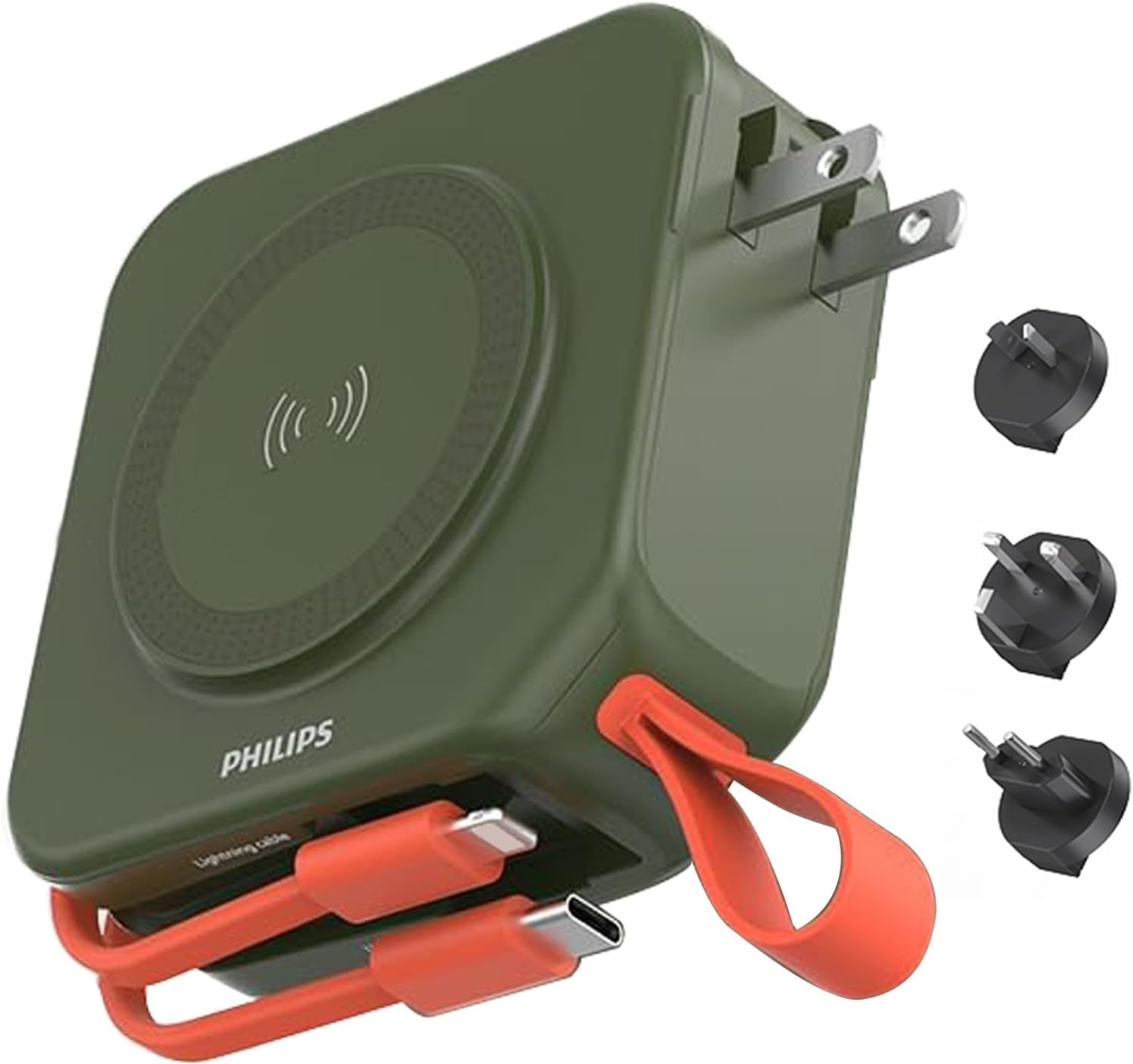 PHILIPS Power Bank Wireless 10000Mah 22.5W Powerbank Built-In Cable 10 in 1 Portable Battery Pack, Magnetic Universal Travel Fast Charging Adapter (UK,EU,AU) Compatible with Magsafe Iphone 17 Air Mblk