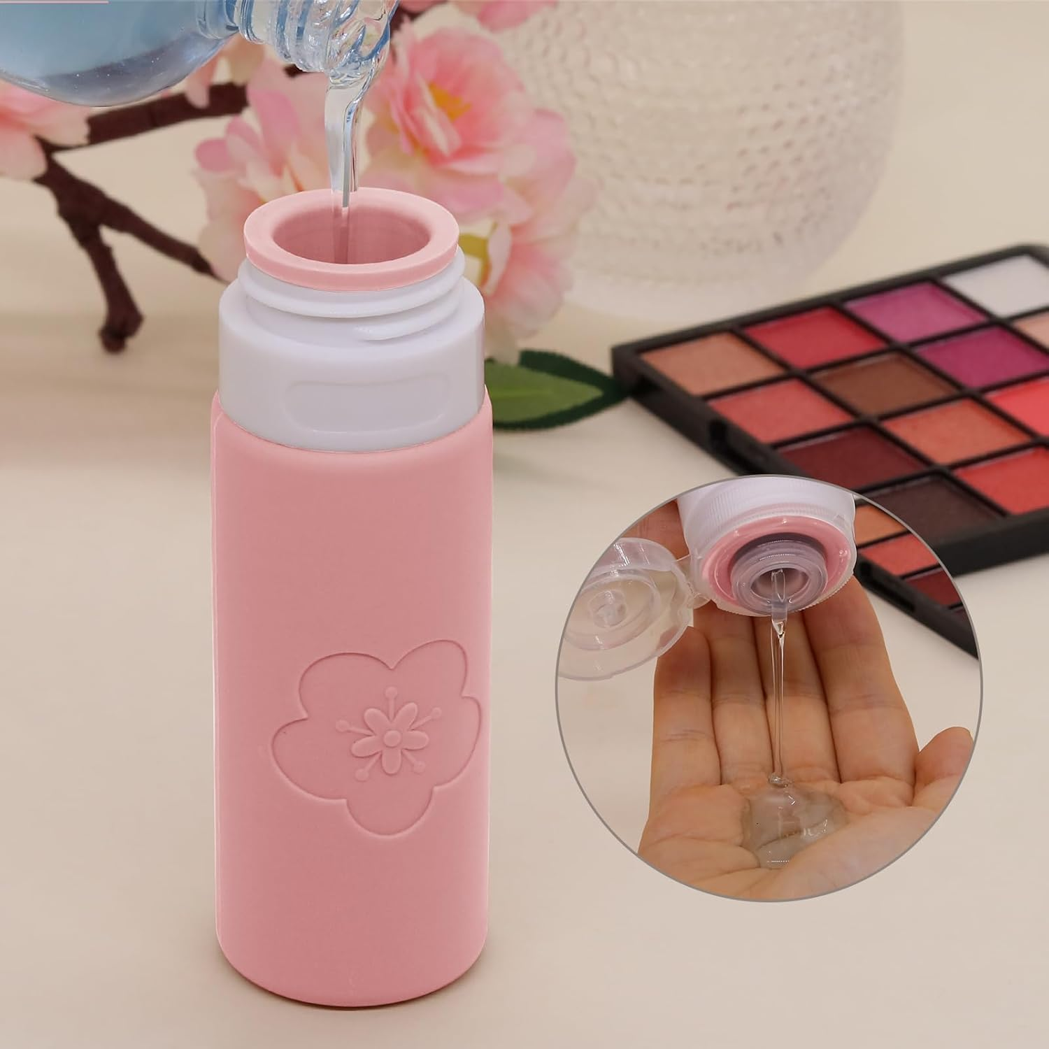 100Ml Silicone Travel Bottles for Toiletries, 4 Pack Leak Proof Refillable Squeezable Containers with Clear Zipper Bag and Labels, Portable Travel Essentials 3Oz for Shampoo Conditioner - Blue-Grey image number 6