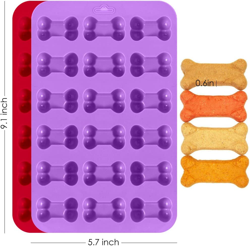 3 Pack Silicone Ice Molds Trays with Puppy Dog Paw and Bone Shape, Finegood Reusable Bakeware Maker for Baking Chocolate Candy, Oven Microwave Freezer Dishwasher Safe - Pink, Red, Purple image number 4