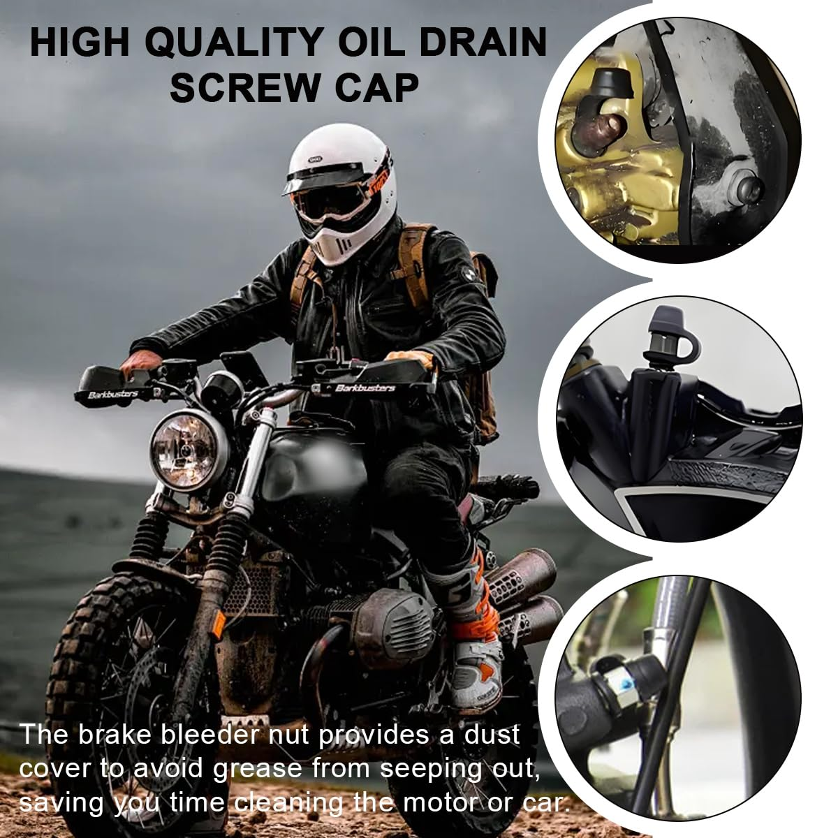 Gasedin 4 PCS Brake Bleed Nipple Cap, 8Mm Brake Bleeder Screws Dust Cover Rubber Bleed Nipple Cap, Automotive Brake Bleed Cap Caliper Zerk Fitting Cover with Keeper for Motorcycles image number 2