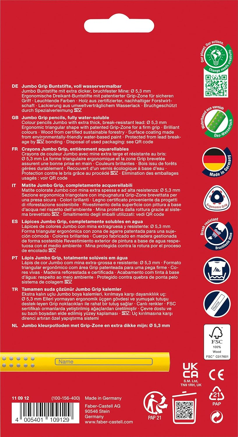 Faber-Castell 110912 Jumbo Grip Coloured Pencil (Pack of 12) image number 2