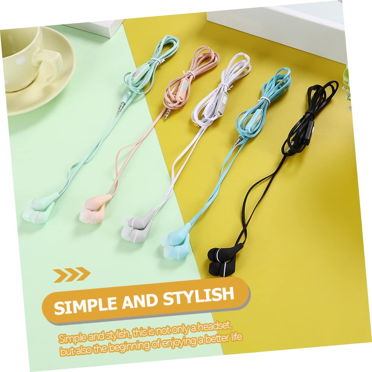 POPETPOP In-Ear Wired Earphones with Microphone Compatible with Huawei Phones Portable Corded Headphones for Computer Use Dc5.00 Voltage image number 1