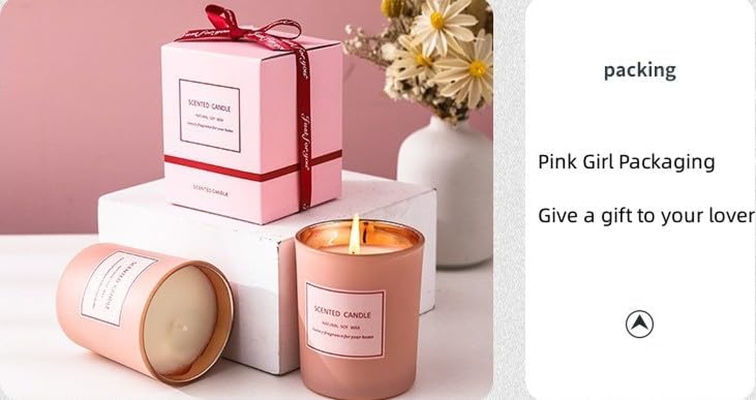Women'S Pink Jar Candle- Early Morning & Pine Wood Scented Candles for Womens Gift- Pure Natural Soy Wax Candle for Stress Relief and Home Decor，Valentine'S Day Gifts image number 1