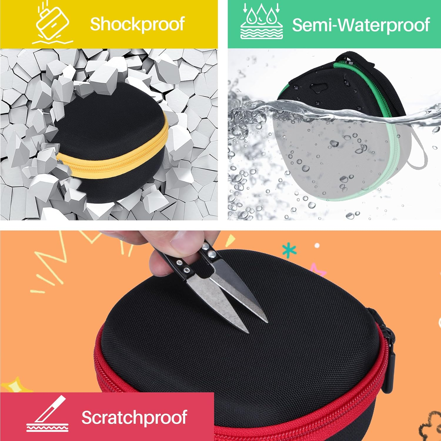 Lebakort Hard Case for Giiker Tic Tac Toe Bolt Portable 3-In-1 Puzzle Game Console, Black and Yellow Zip image number 4