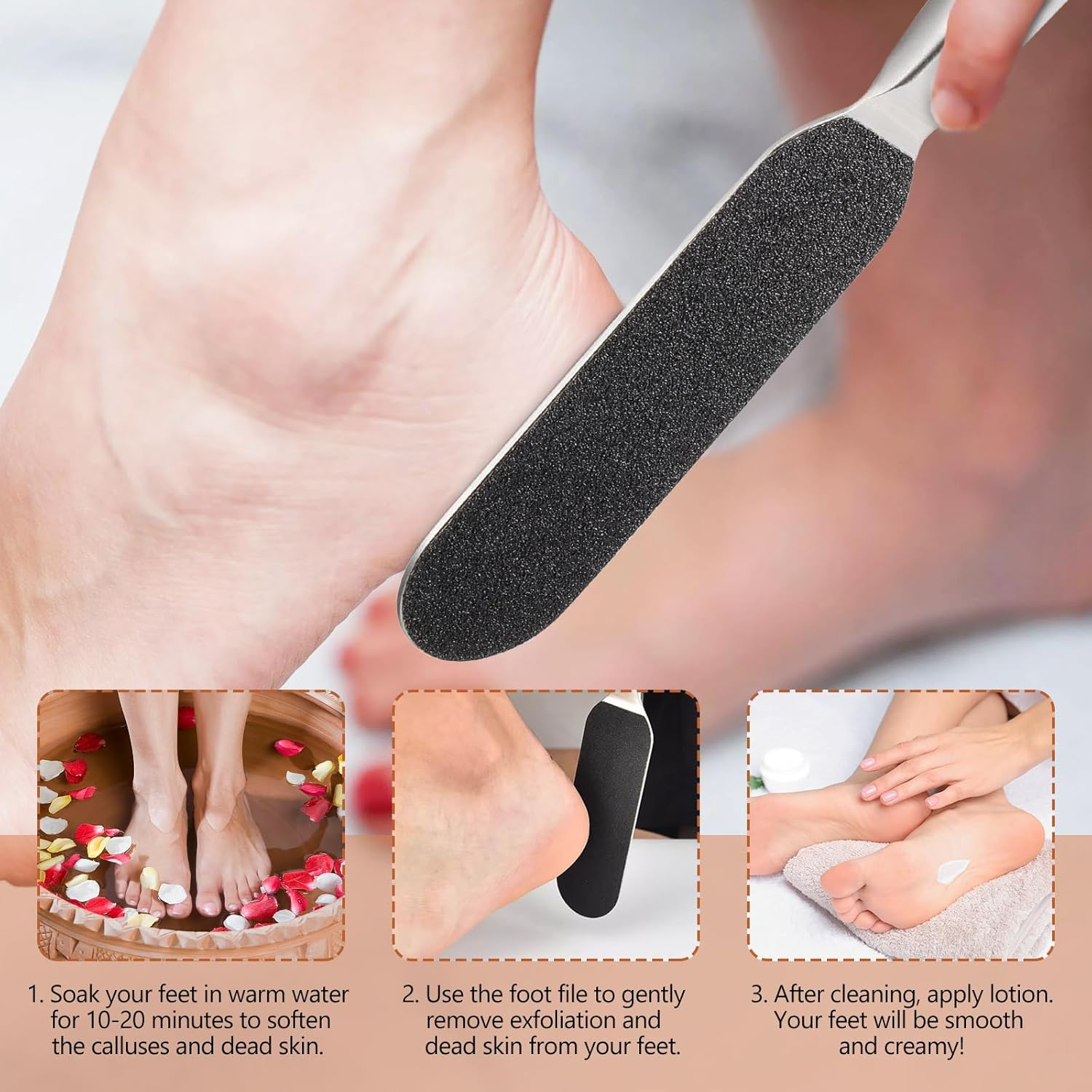 Hongien Pedicure Foot File and Hard Skin Callus Remover 1 X Stainless Steel Handle 10 X Foot File Coarse Fine Grain Foot Files for Hard Skin for Home Pedicure image number 3