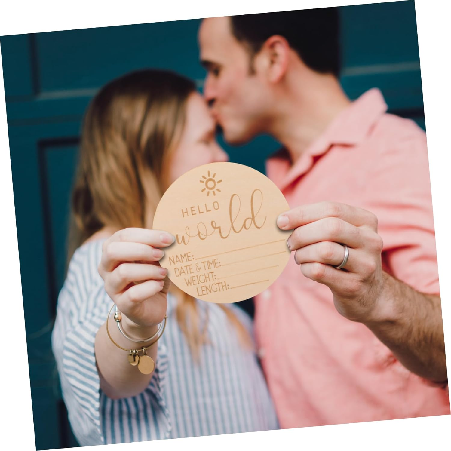 VICASKY 5Pcs Wooden Birth Announcement Cards for Newborns Name Sign Cards for Shower Party Decorations image number 4