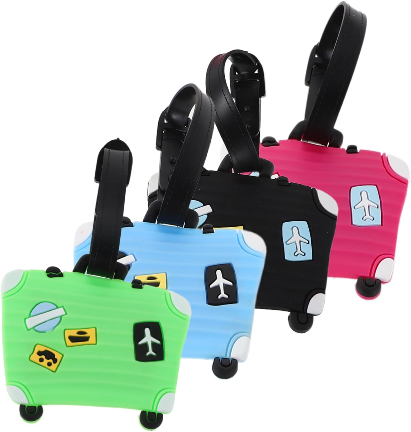 COSMEVIVI 4Pcs Silicone Cartoon Luggage Tag PVC Soft Travel Tags for Suitcase Cute Airplane Baggage Name Card Holder for Flights and Identification image number 6