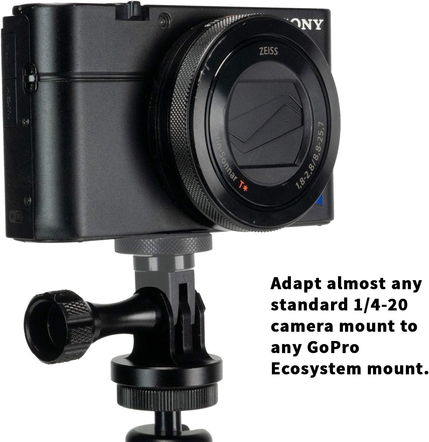 Camera Mount Adapter for Gopro 12/11/10/MAX& Insta360 X4/X3/X2/X/RS/R Ecosystem - &frac14;-20 Conversion Adapter for Gopro/Insta360 Mounting System- Full 100% CNC Aluminum to Any Gopro/Insta360 Mount Acc