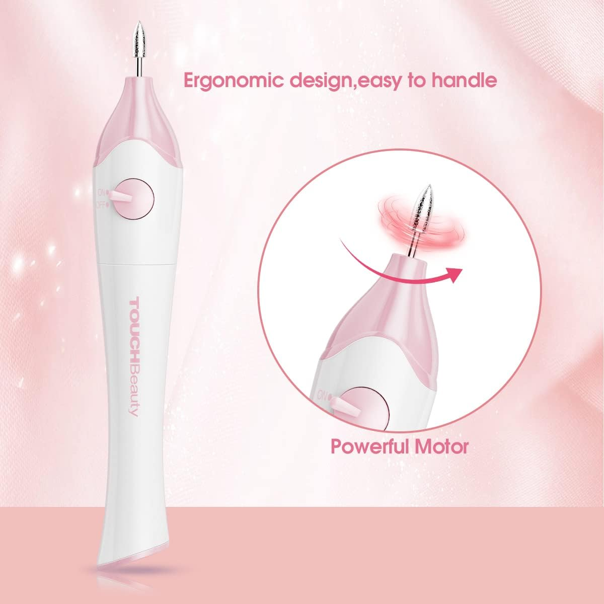 Touchbeauty Electric Nail File Drill with 10Pcs Nail Bits for Natural Nails, Manicure Pedicure Set with UV Light Stand, Nail Buffer Drill Polisher Fingernails Toenails Care Set Pink Color image number 2
