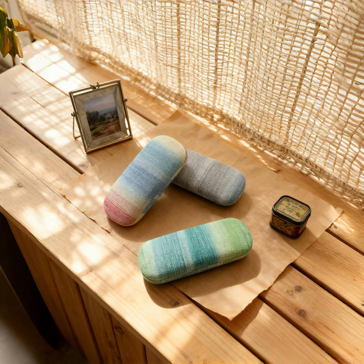 ANLIOTO 3 Pack Glass Cases Hard Shell, Portable Hard Eyeglasses Case Linen Fabrics Eyeglass Organizations for Women Girls - Green Blue Pink image number 7