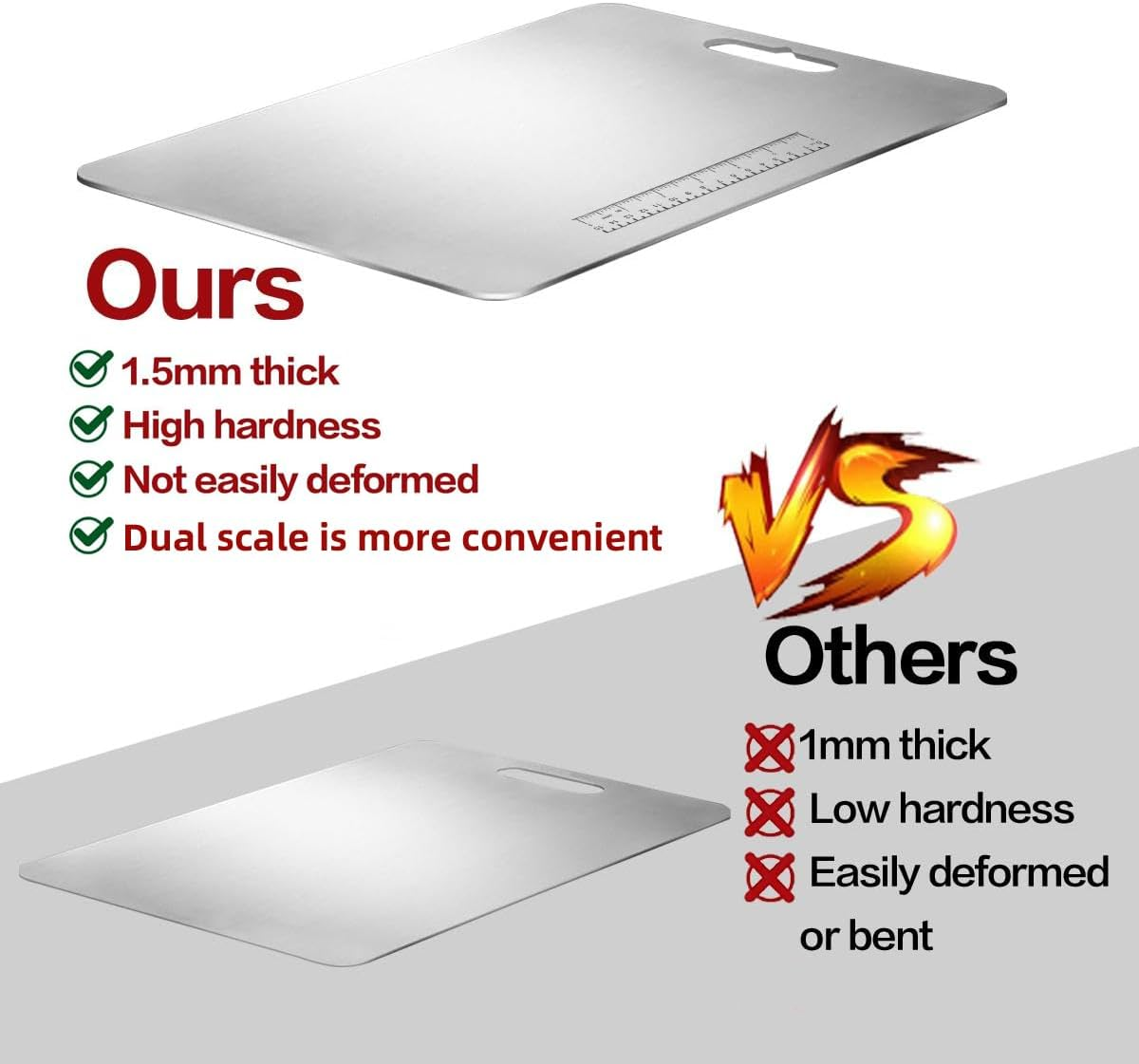 9SHOME 4PCS Stainless Steel Chopping Board, Thickened Cutting Boards for Kitchen, Double Sided Food-Grade Hanging Kitchen Pastry Board with Silicone Mats for Meat Fruit and Vegetable, 1.5Mm Thick image number 1