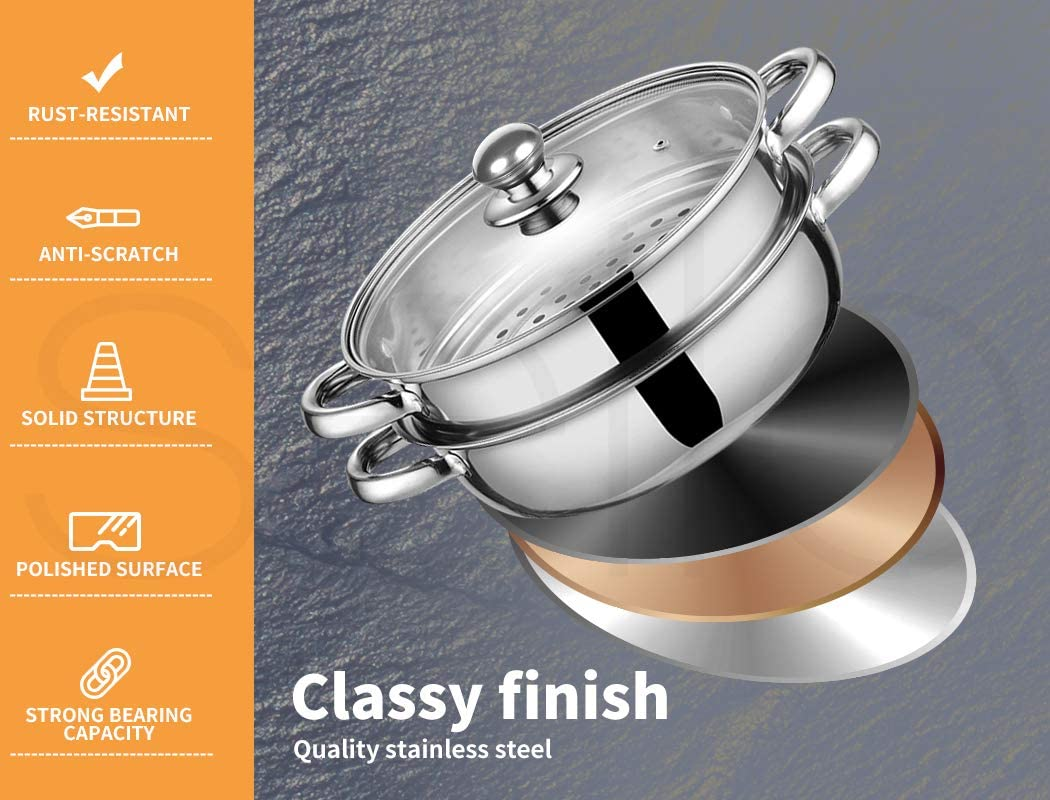 TOQUE Stainless Steel Steamer 4 Tier Meat Vegetable Cookware Hot Pot Kitchen image number 5