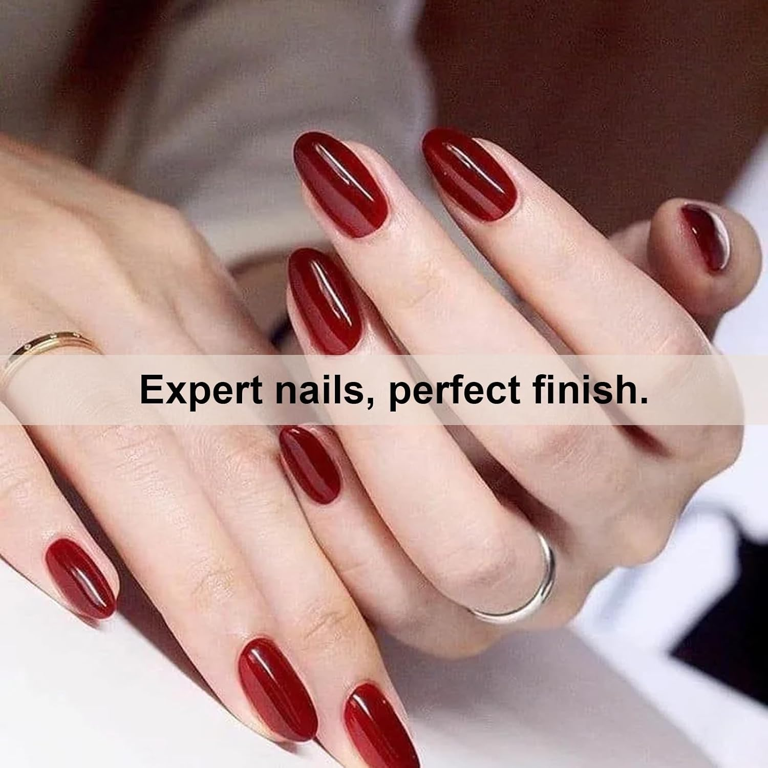 Press on Nails Red, 24Pcs Almond Elegant False Nails with Jelly Stickers, Reusable Fake Nails Easy Application for Women & Girls, Glossy Manicure for Parties & Daily Wear image number 3