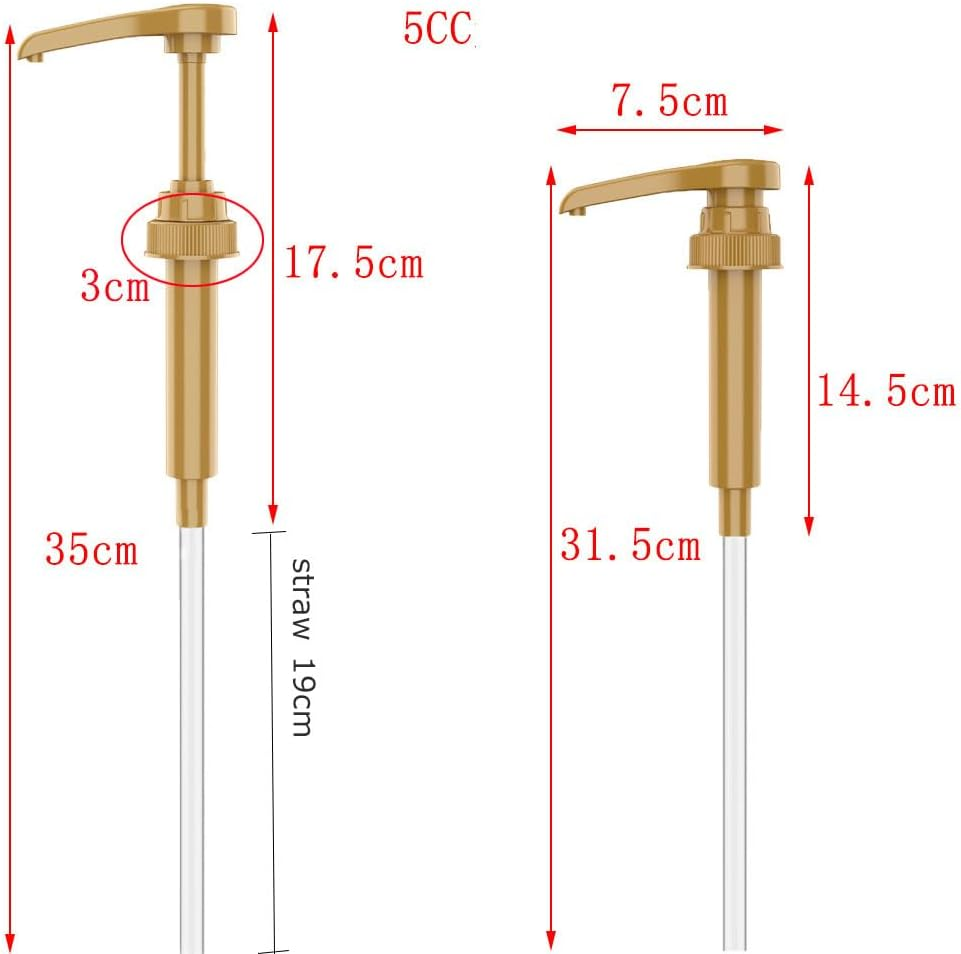 Coffee Syrup Pump Dispenser, 4 Packs of Syrup Pump for 750Ml/25.4 Oz Syrup Bottle, Gold Pumps for Coffee Syrup Bottle, Works with Torani, Davinci, Jordans Skinny 750Ml Syrups Bottles (Gold) image number 4