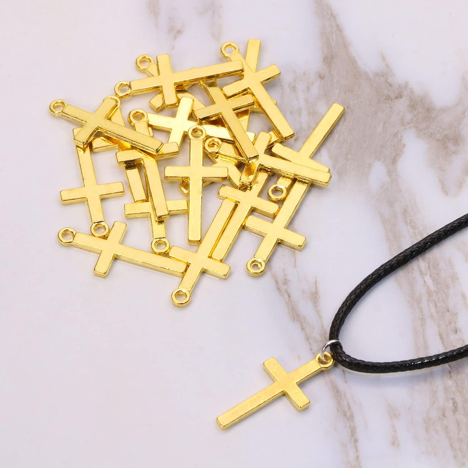 Shapenty Small Cross Charms Metal Pendant Beads for Earring Bracelet Necklace Keychain Zipper Pulls Jewelry Finding Making DIY Crafting Gift Party Favor, 20PCS - Gold image number 3