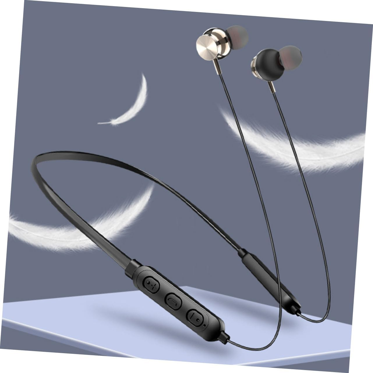 LRXIYODE Wireless Headset Neckband Earbuds 5.0 Magnetic In-Ear Stereo Earphones for Sports and Travel, Waterproof Black Wireless Earpiece image number 1